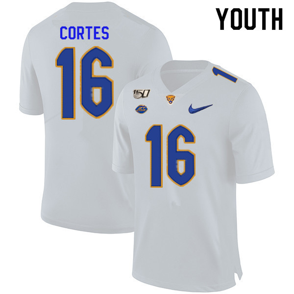 2019 Youth #16 Jake Cortes Pitt Panthers College Football Jerseys Sale-White